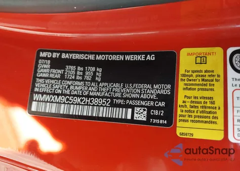 2019 Mini Hardtop John Cooper Works из США, поврежденный, VIN WMWXM9C59K2H38952